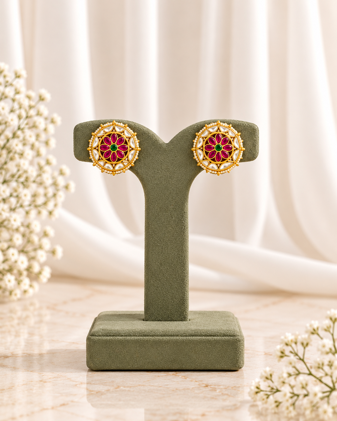 Red Floral Jadau Choker Necklace