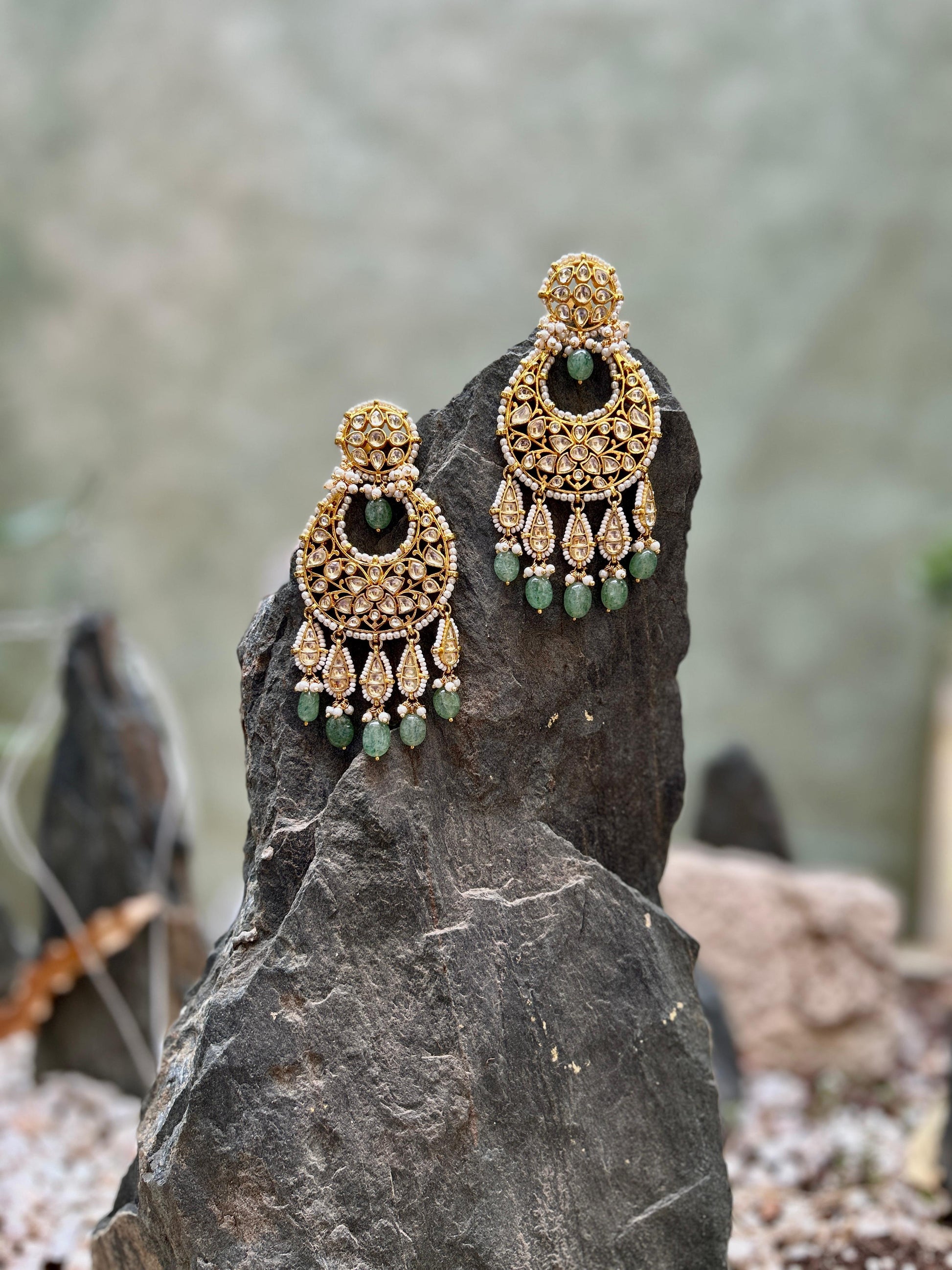 Gold and green Jadau earrings 